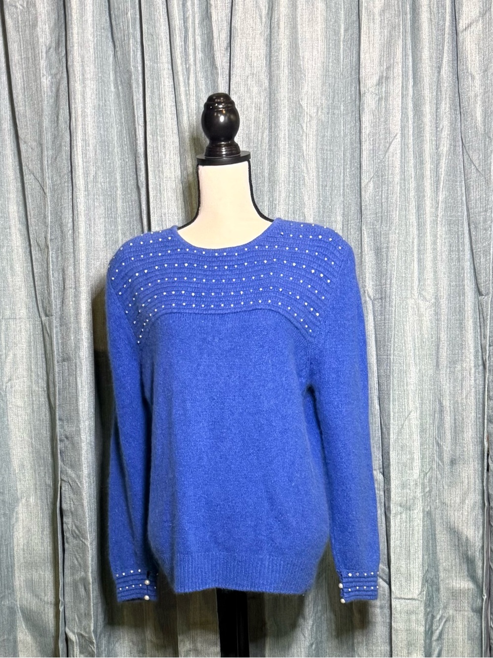 Studded Royal Blue Crewneck Sweater